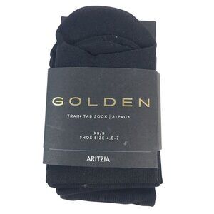 NEW Aritzia Golden Train Tab Socks 3-Pack XS/S Shoe Size 4.5-7 Black
